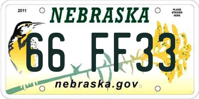 NE license plate 66FF33