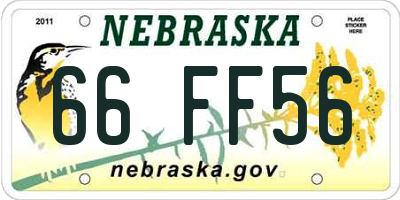 NE license plate 66FF56
