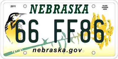 NE license plate 66FF86