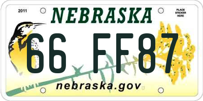 NE license plate 66FF87