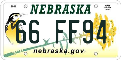 NE license plate 66FF94