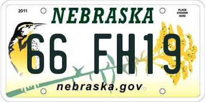 NE license plate 66FH19