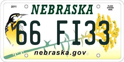 NE license plate 66FI33
