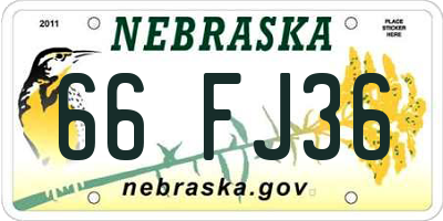 NE license plate 66FJ36