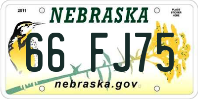 NE license plate 66FJ75