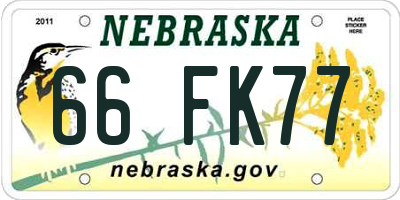 NE license plate 66FK77