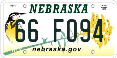 NE license plate 66FO94