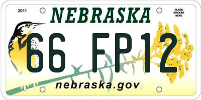 NE license plate 66FP12