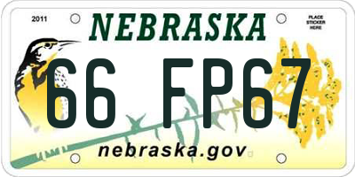 NE license plate 66FP67