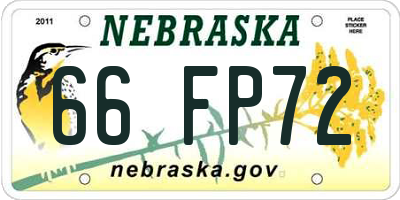 NE license plate 66FP72