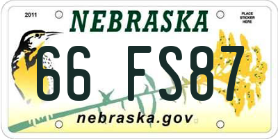 NE license plate 66FS87