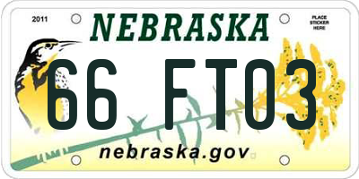 NE license plate 66FT03