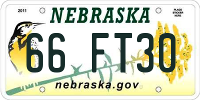 NE license plate 66FT30