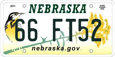 NE license plate 66FT52