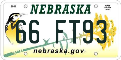 NE license plate 66FT93