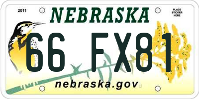 NE license plate 66FX81