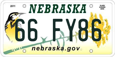 NE license plate 66FY86
