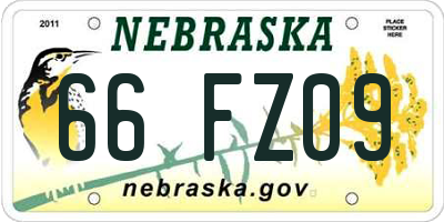 NE license plate 66FZ09
