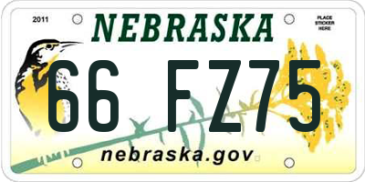 NE license plate 66FZ75