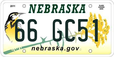 NE license plate 66GC51