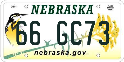 NE license plate 66GC73