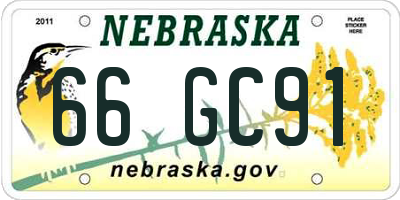 NE license plate 66GC91