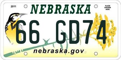 NE license plate 66GD74