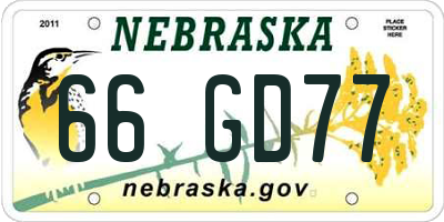 NE license plate 66GD77