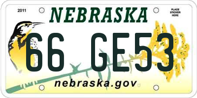 NE license plate 66GE53