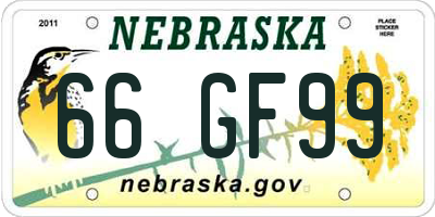 NE license plate 66GF99
