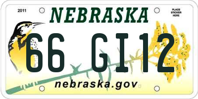 NE license plate 66GI12
