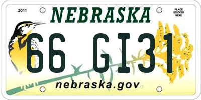 NE license plate 66GI31