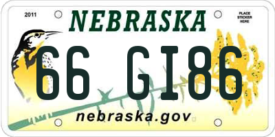 NE license plate 66GI86