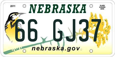 NE license plate 66GJ37