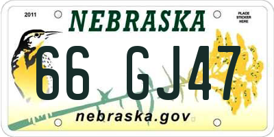 NE license plate 66GJ47