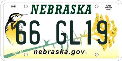 NE license plate 66GL19