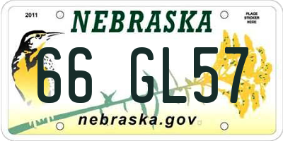 NE license plate 66GL57