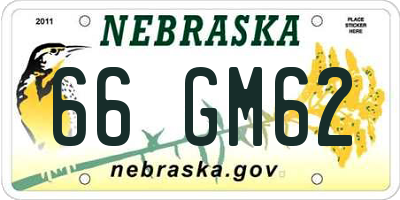NE license plate 66GM62