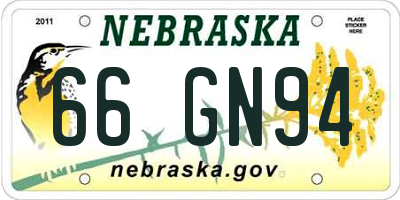 NE license plate 66GN94