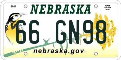NE license plate 66GN98