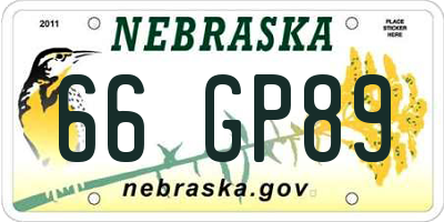 NE license plate 66GP89