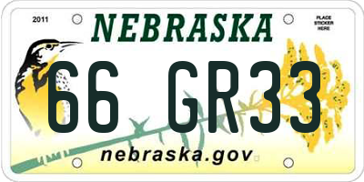 NE license plate 66GR33