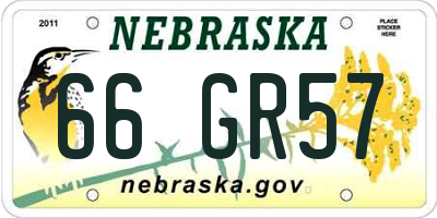 NE license plate 66GR57