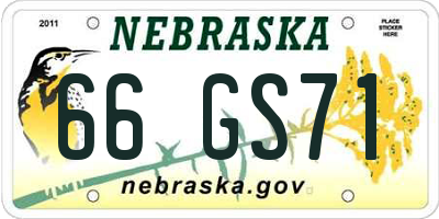 NE license plate 66GS71