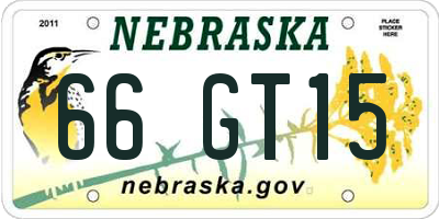 NE license plate 66GT15