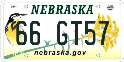 NE license plate 66GT57