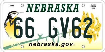 NE license plate 66GV62