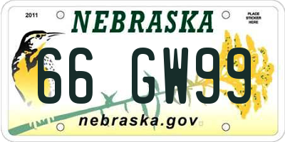 NE license plate 66GW99