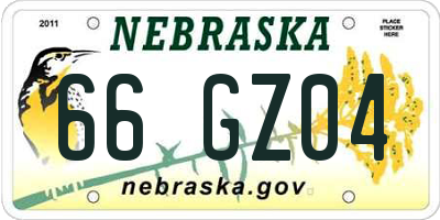 NE license plate 66GZ04