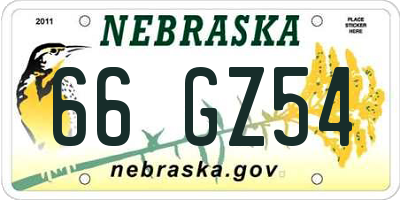 NE license plate 66GZ54